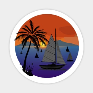 Sailboats and Sunset Magnet